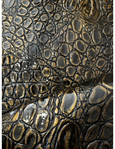 CROCO AMAZON SHINY LEATHER BLACK-GOLD