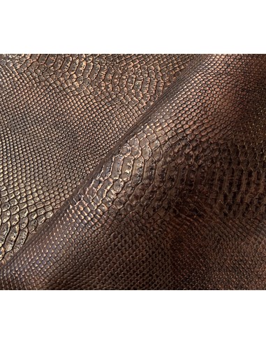 SNAKE LEATHER BROWN WITH METALLIC...