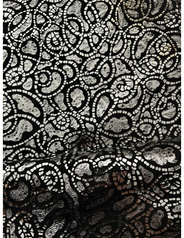 PATTERNED SUEDE LEATHER METALLIC BLACK