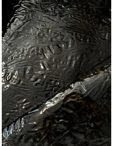 BLACK SHINY LEATHER WITH EMBOSSED...