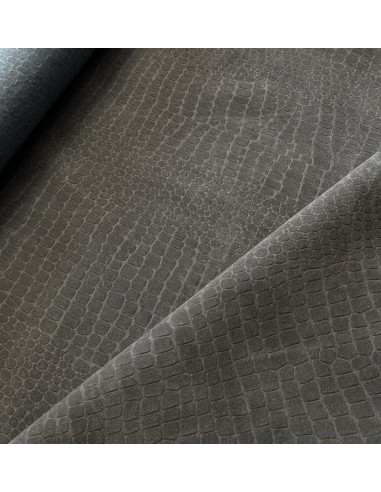 SUEDE CROCO SYNTHETIC LEATHER DARK GREY