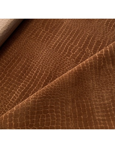 SUEDE CROCO SYNTHETIC LEATHER TAN BROWN