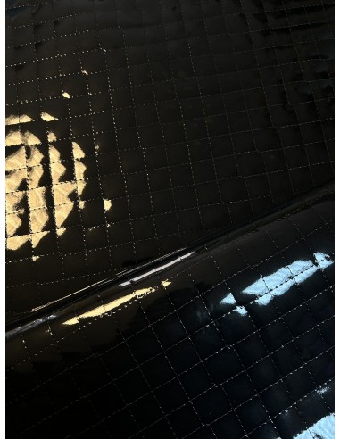 SHINY QUILTED SYNTHETIC LEATHER BLACK