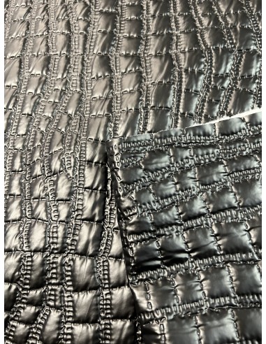 QUILTED SYNTHETIC LEATHER CROCO BLACK