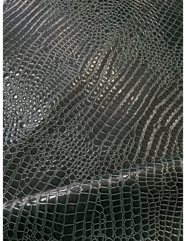 CROCO SYNTHETIC LEATHER SHINY GREEN