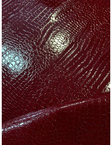 CROCO SYNTHETIC LEATHER SHINY RED