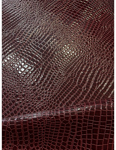 CROCO SYNTHETIC LEATHER SHINY BORDEAUX