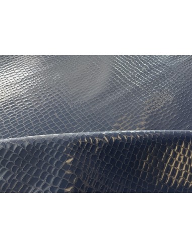 CROCO SYNTHETIC LEATHER SHINY BLUE
