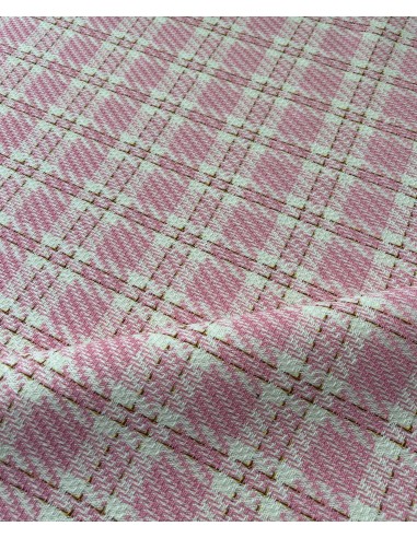 TARTAN FABRIC PINK-WHITE