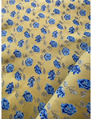 JEAN FABRIC WITH BLUE FLOWERS