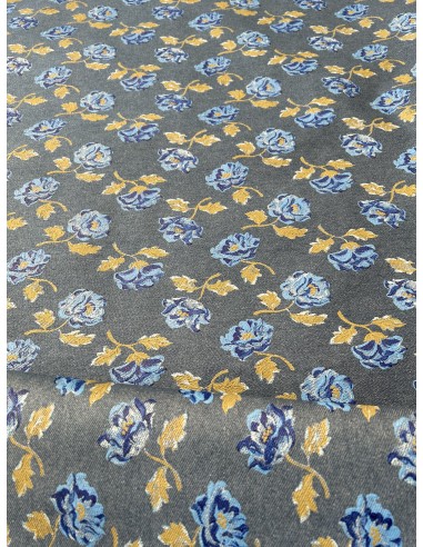 JEAN FABRIC BLUE WITH BLUE FLOWERS
