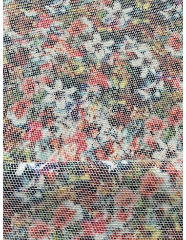 NET FABRIC WITH FLOWERS