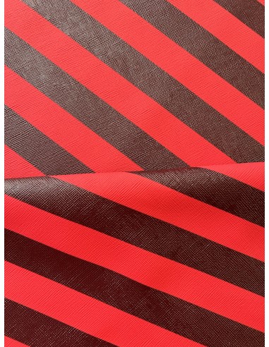 SYNTHETIC LEATHER WITH STRIPES BROWN-RED