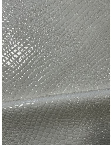 CROCO SYNTHETIC LEATHER SHINY WHITE