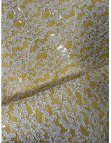 SHINY SYNTHETIC LEATHER WITH FLOWERS...