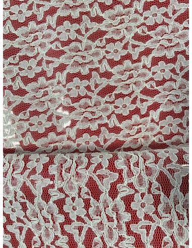 SHINY SYNTHETIC LEATHER WITH FLOWERS RED